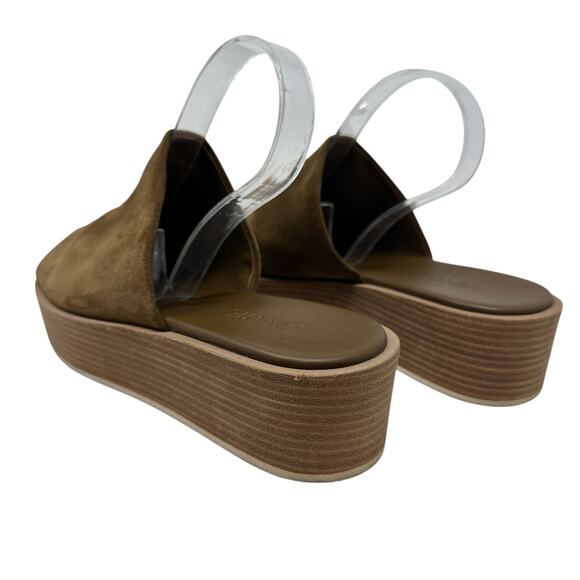 Vince Slide Sandals Platform‎ Wedge Suede Leather Brown Size US 6.5 - Picture 10 of 14